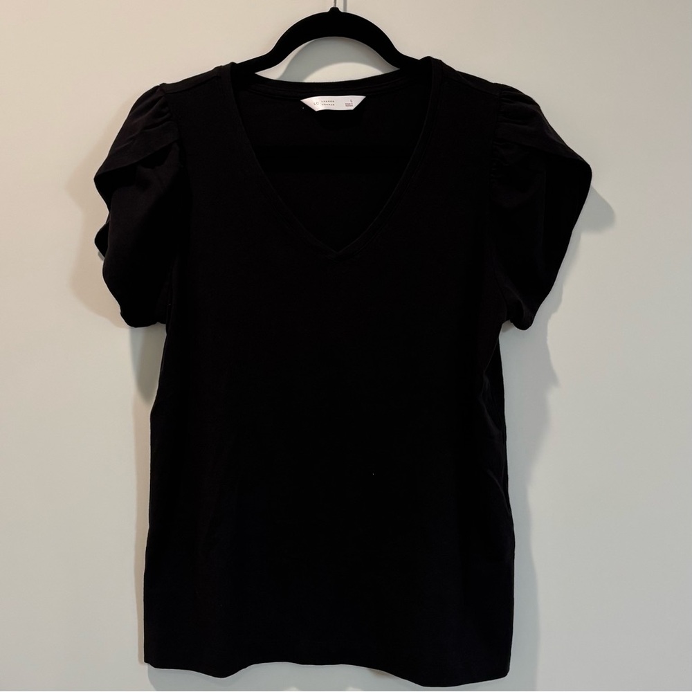 Set of 2 Lauren Conrad V-Neck Tops Cherry Print & Black Large - Picture 6 of 10